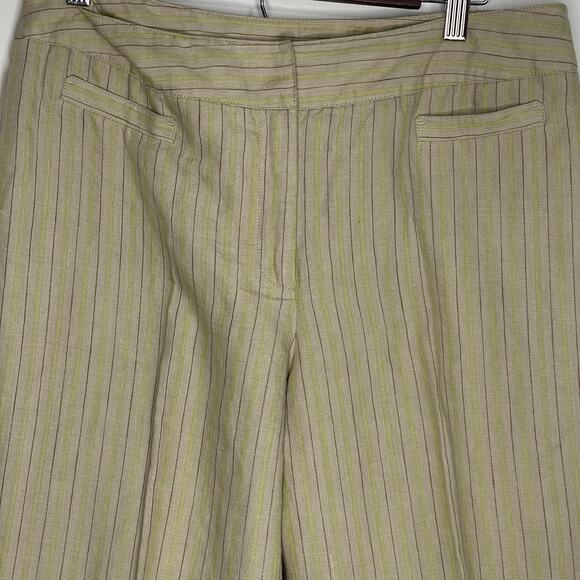 Rafaella size 12 linen pants fully lined women's trousers khaki cream stripe - Picture 5 of 16